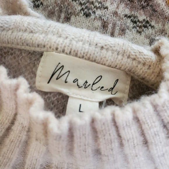 Marled Chunky Knit Pullover Crop Style Sweater size Large, casual warm - Picture 5 of 8